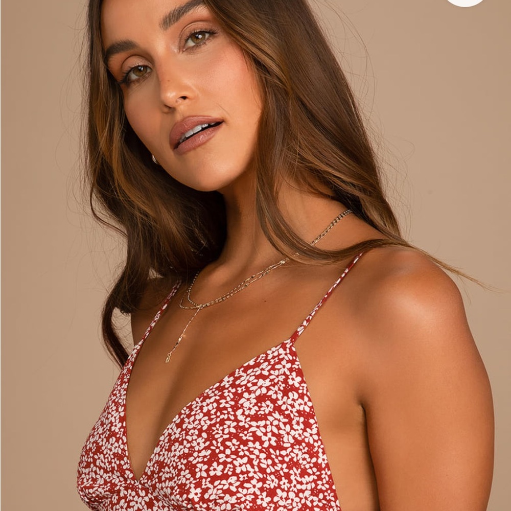 Lulus Summer Romance Rust Floral Two Piece Set - Picture 3 of 5